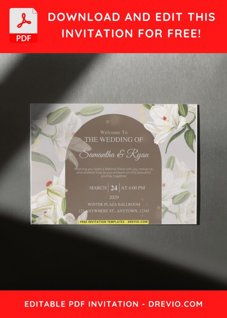 Watercolor Lily Wedding Invitation