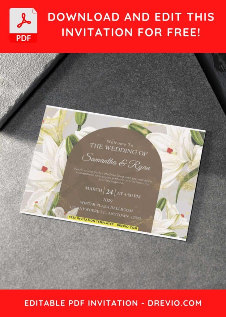 Timeless Stargazer Lily Garden Wedding Invitation 