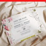 (Free PDF Invitation) Peony And Sakura Elegance Wedding Invitation