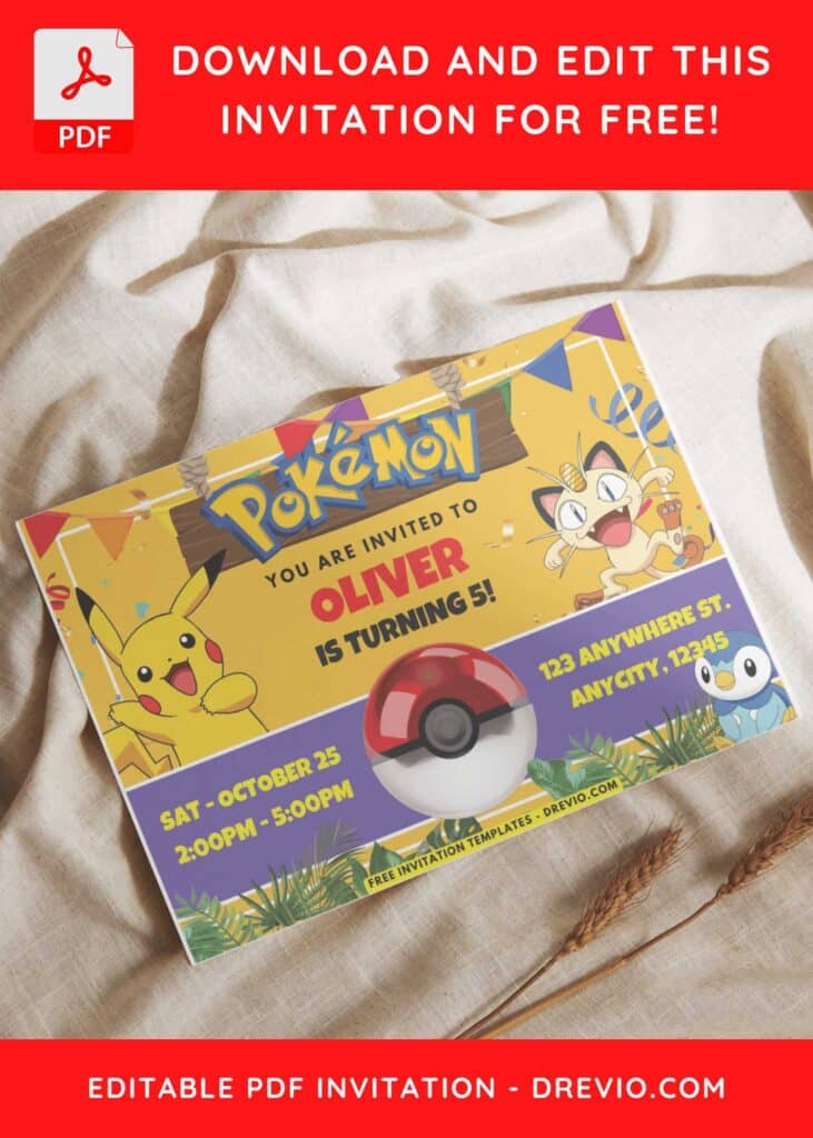 Pokemon Birthday Invitation 