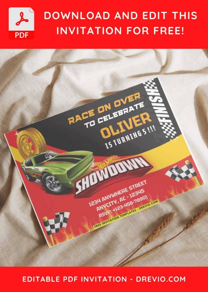 Hot Wheels Showdown Birthday Invitation 