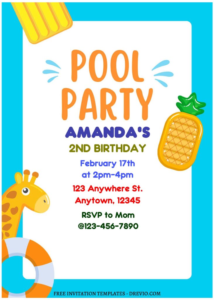 Adorable Pool Party Invitations
