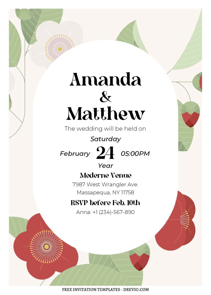 Aesthetic Camellia Floral Wedding Invitation