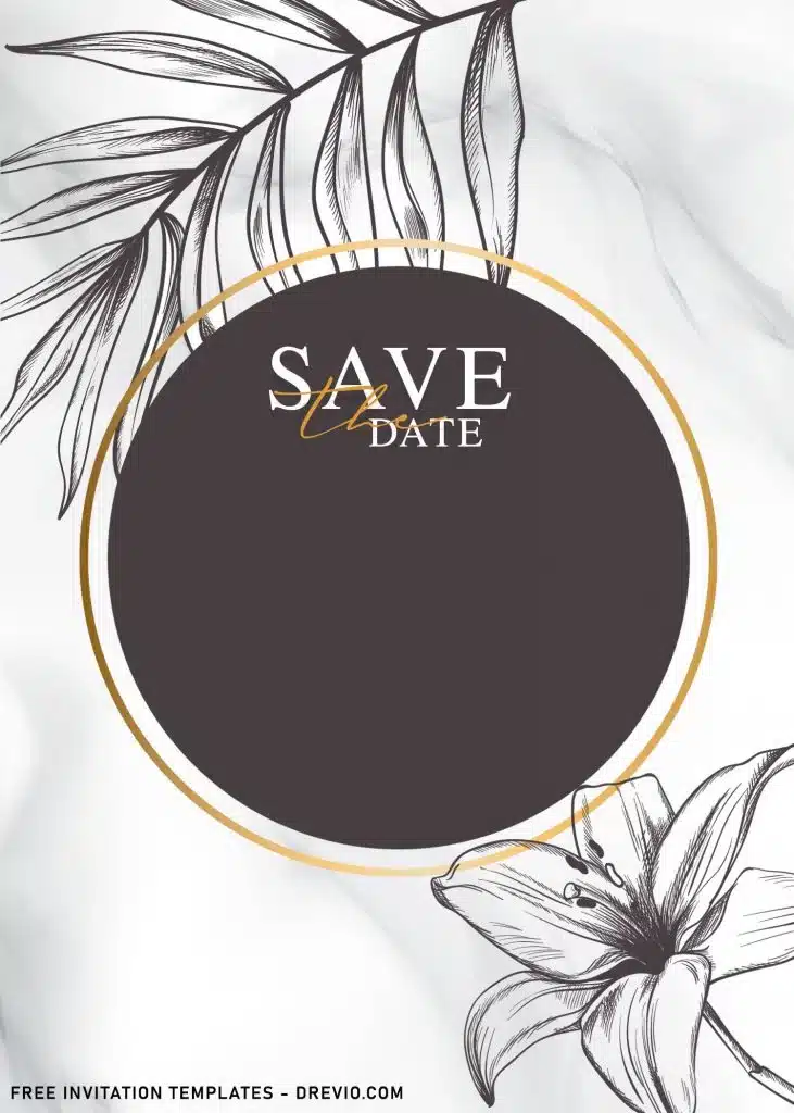 Aesthetic Gold Marble Floral Wedding Invitation