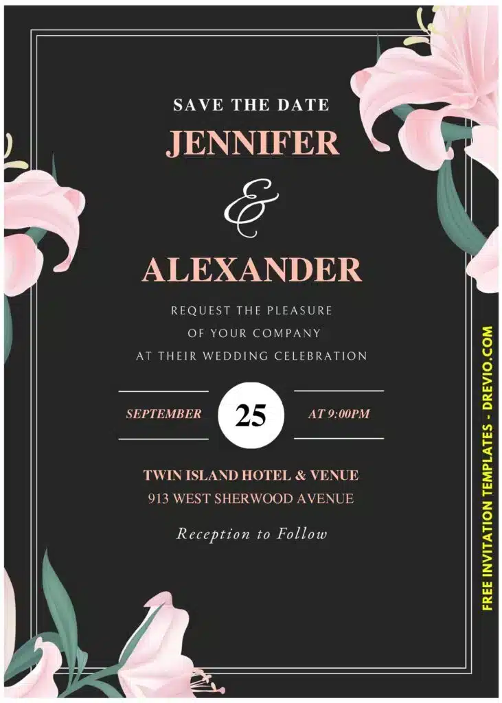 Aesthetic Watercolor Lily Wedding Invitation