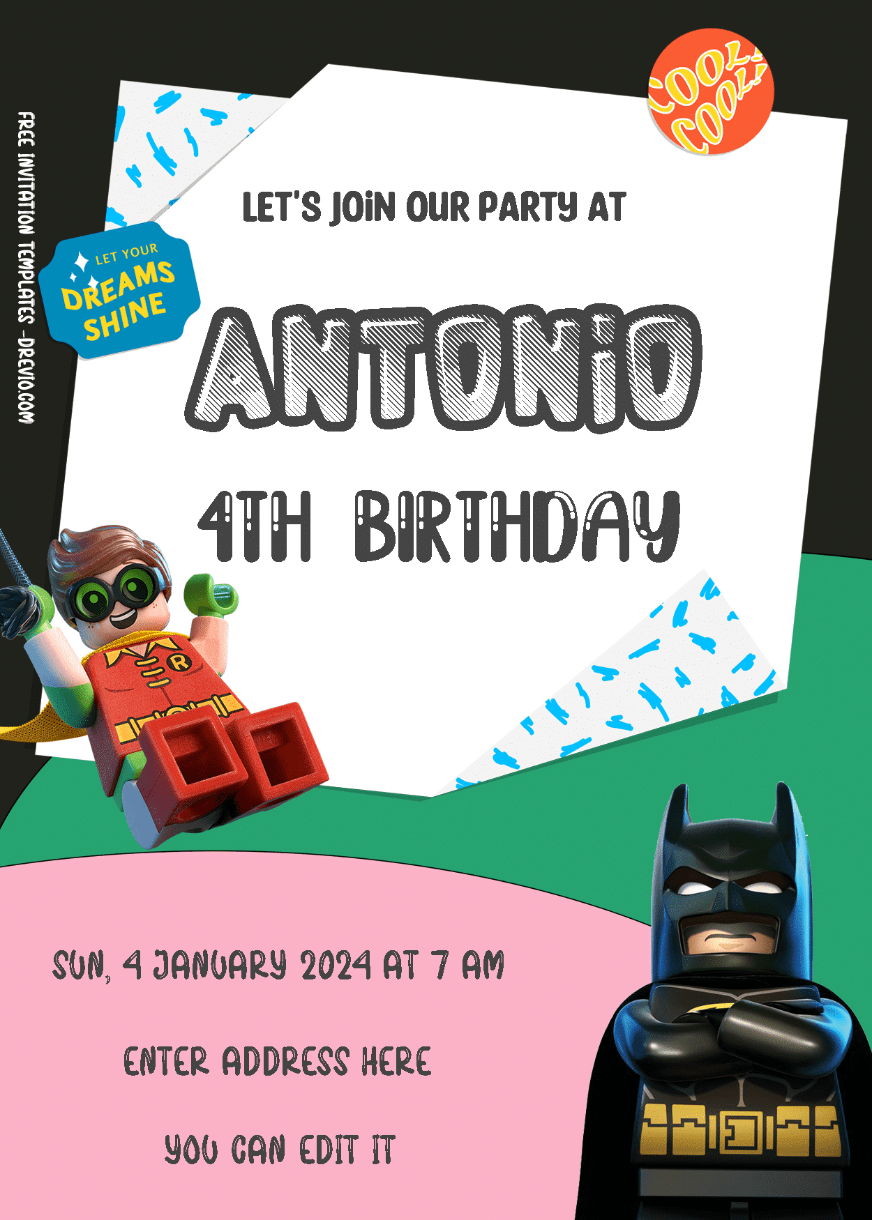 Batman Lego Birthday Invitation