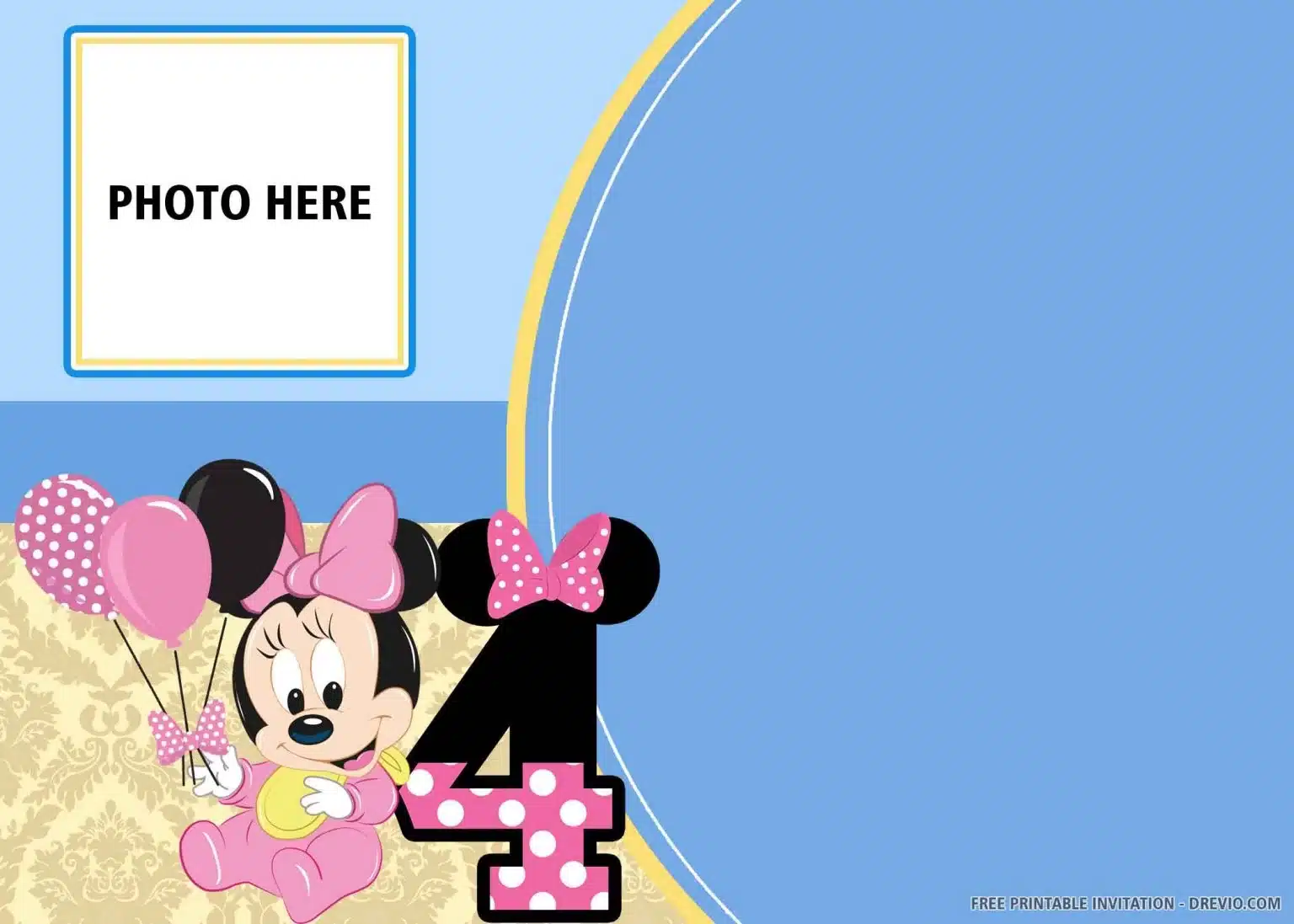 Blue Minnie Mouse Birthday Invitations