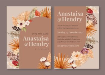 Bohemian Wedding Invitations (Credit: freepik)
