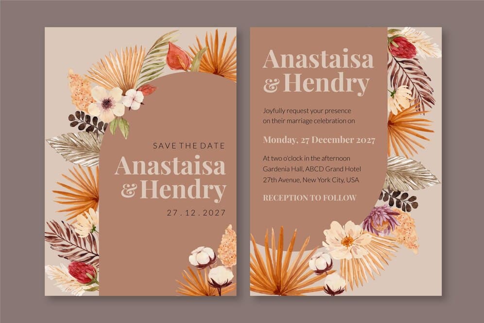 10 Gorgeous Bohemian Wedding Invitations