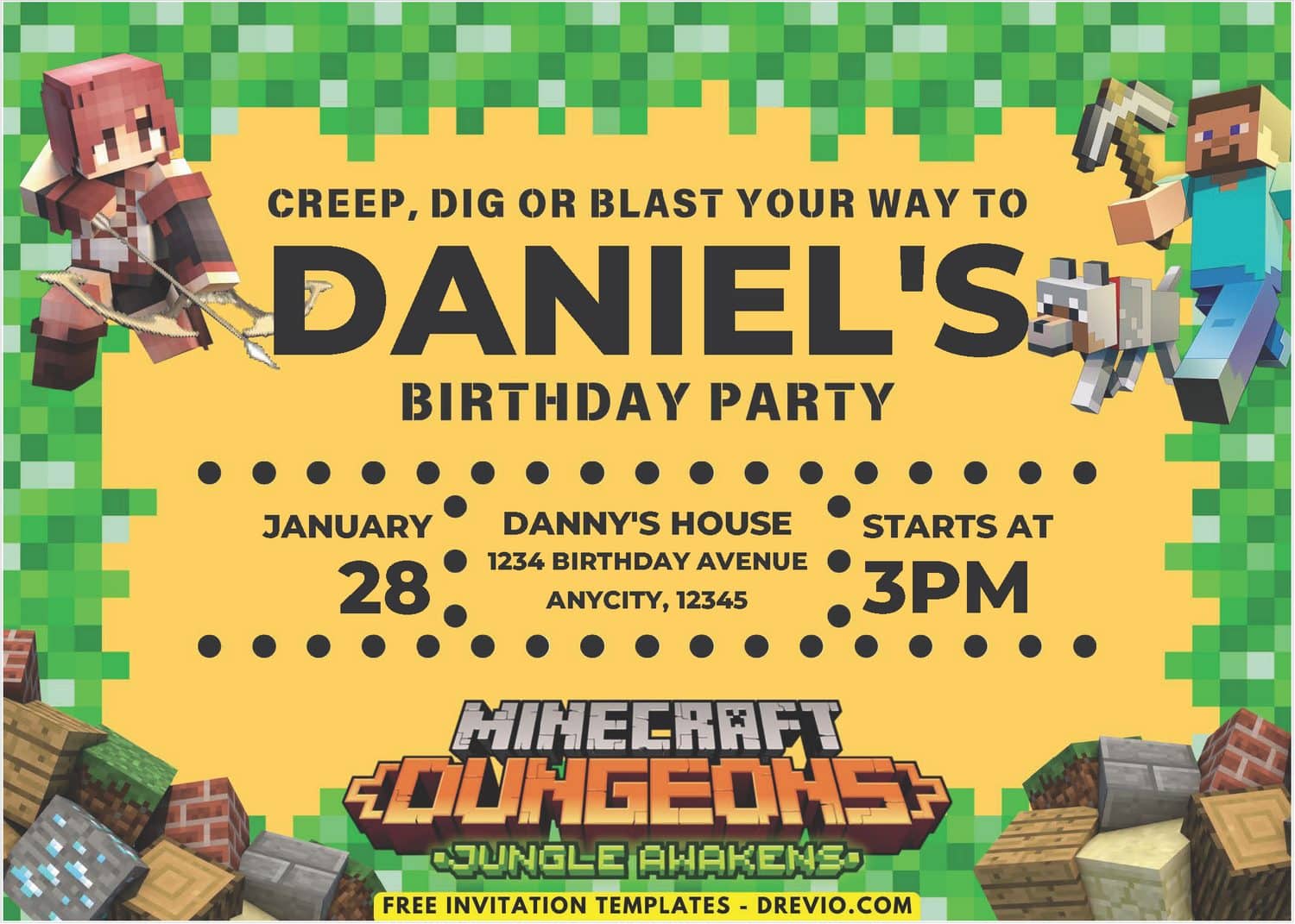 Minecraft Invition Card 10 Popular Minecraft Invitation Cards to Build Your Party!