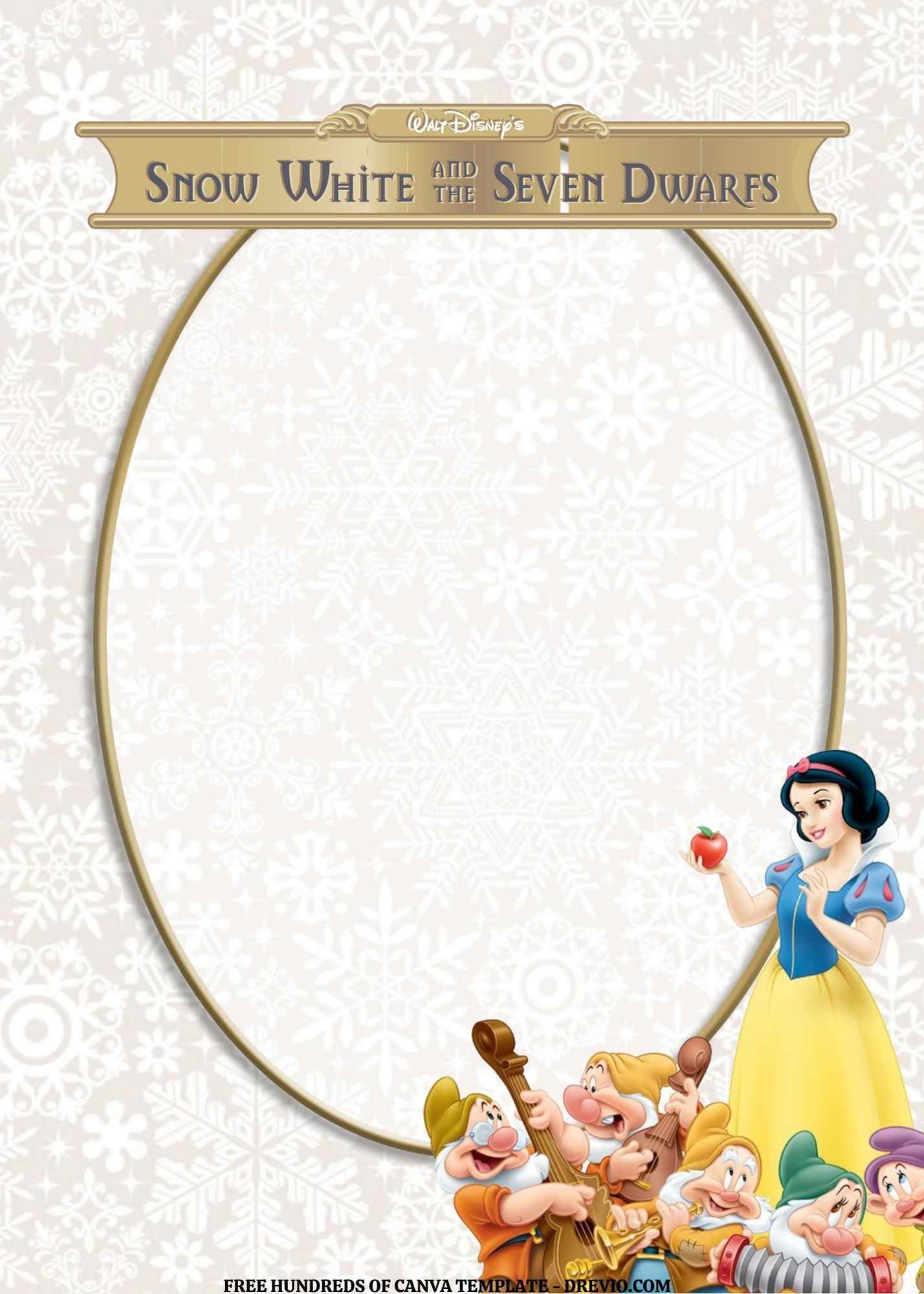 Editable Snow White Birthday Invitations