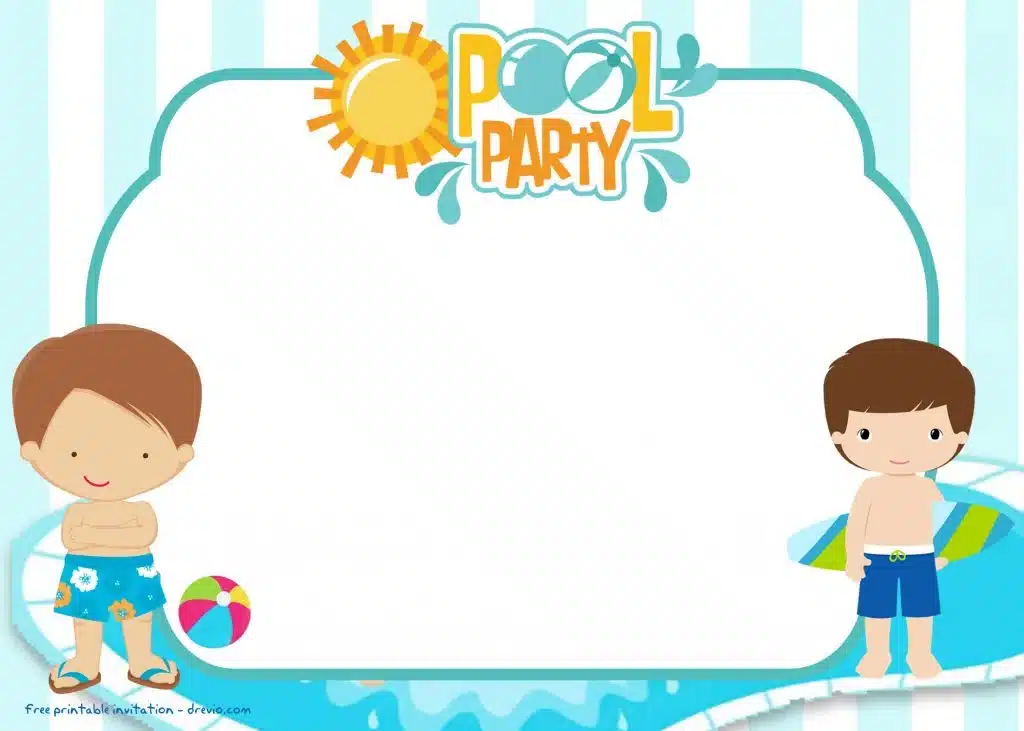 FREE Printable Pool Party Invitation Template for Boys