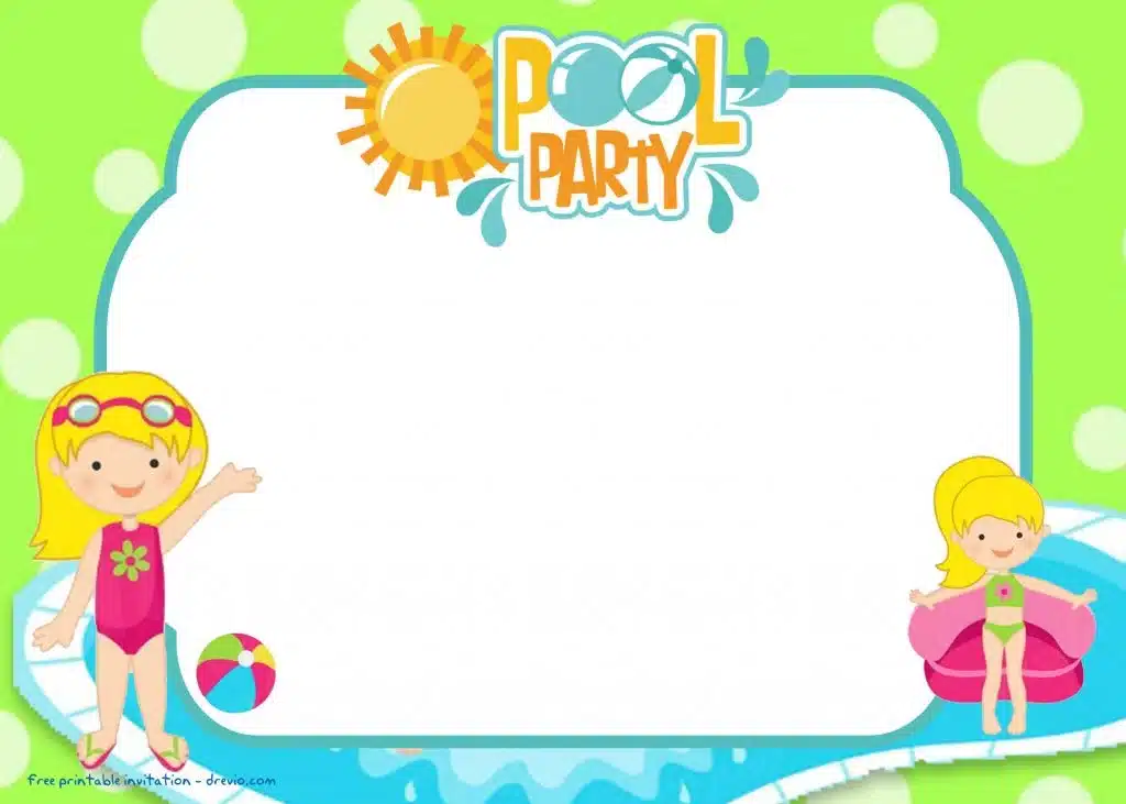 FREE Printable Pool Party Invitation Template for Girl