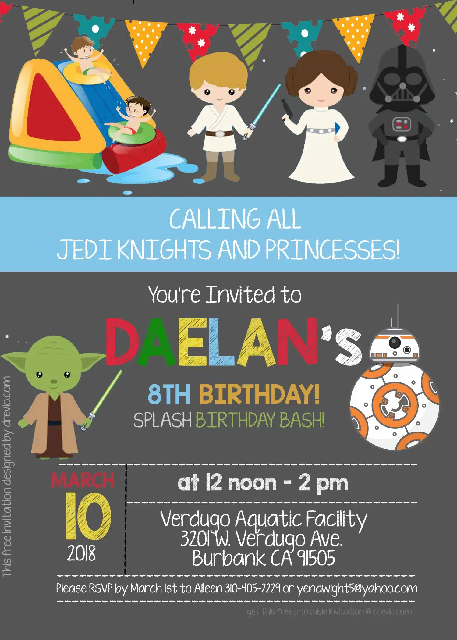 FREE Printable Star Wars Pool Party Invitation