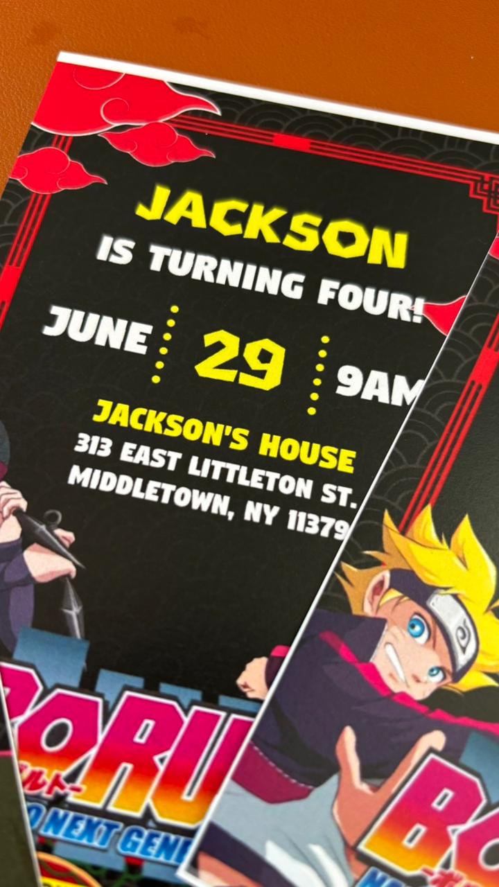 Free Boruto Birthday Invitation