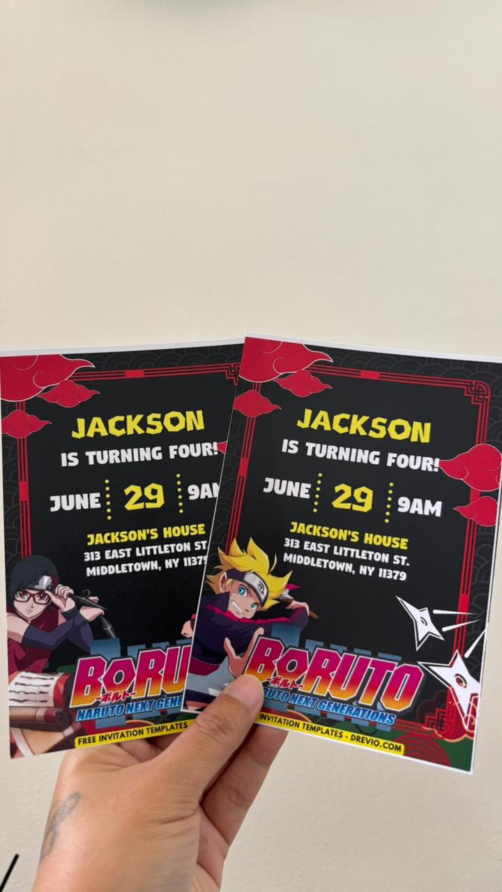 Free Boruto Birthday Invitation