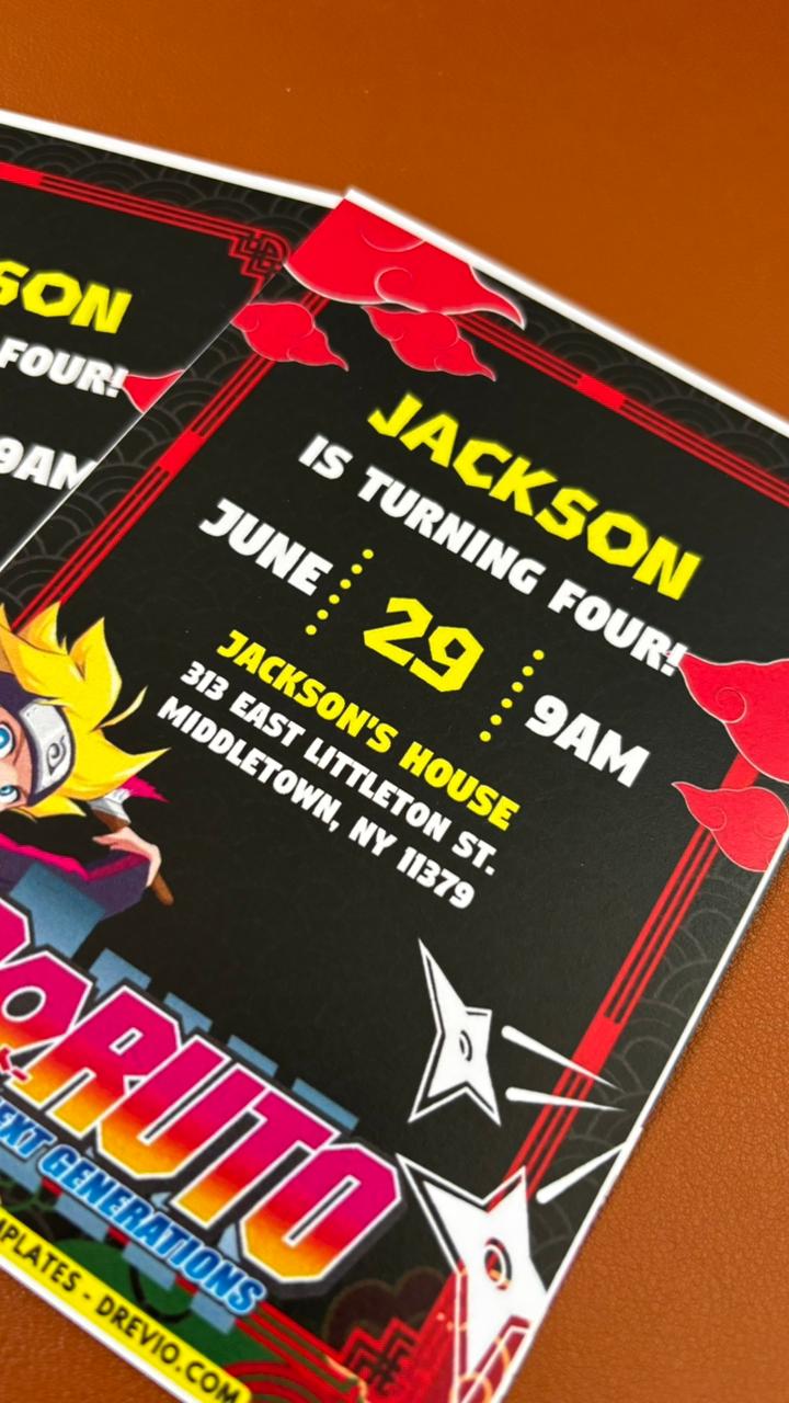 Free Boruto Birthday Invitation