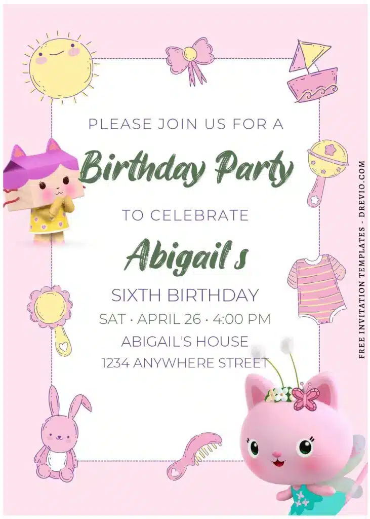 Gabby Dollhouse Invitationsd