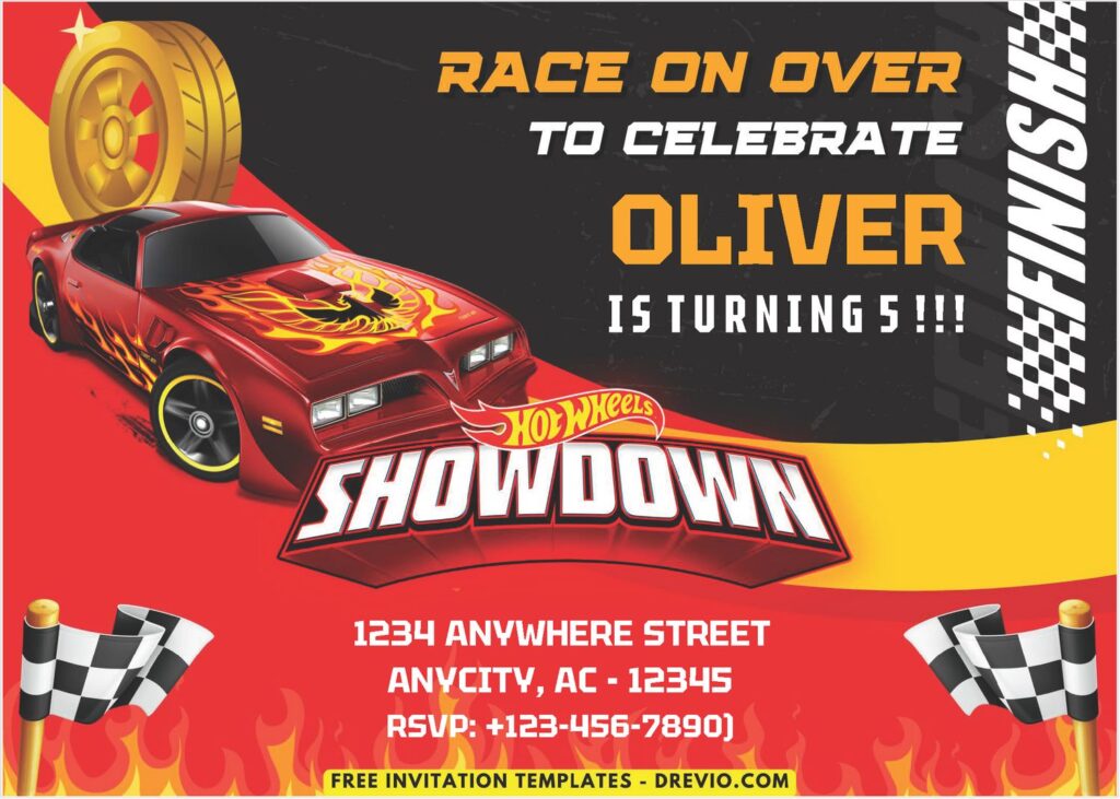 Hot Wheels Birthday Invitation 