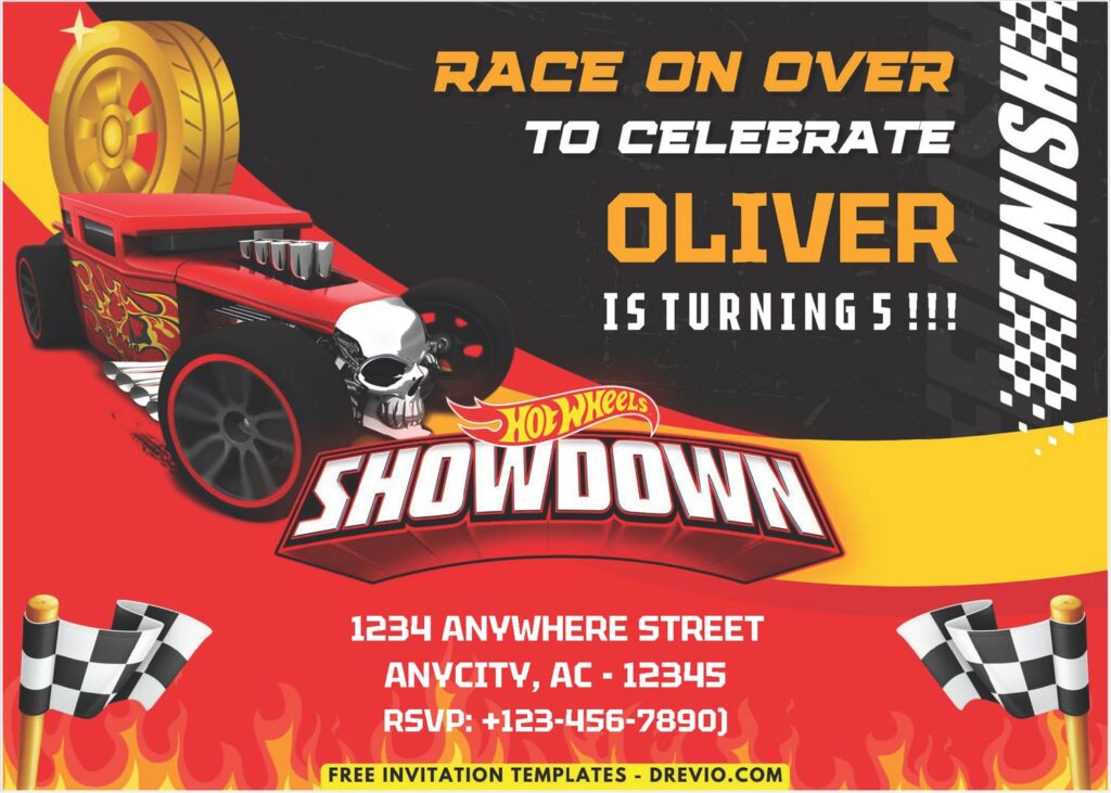 Hot Wheels Birthday Invitation 