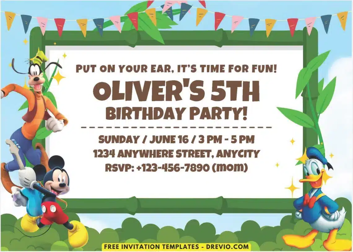 Mickey Mouse And Friends Birthday Invitation