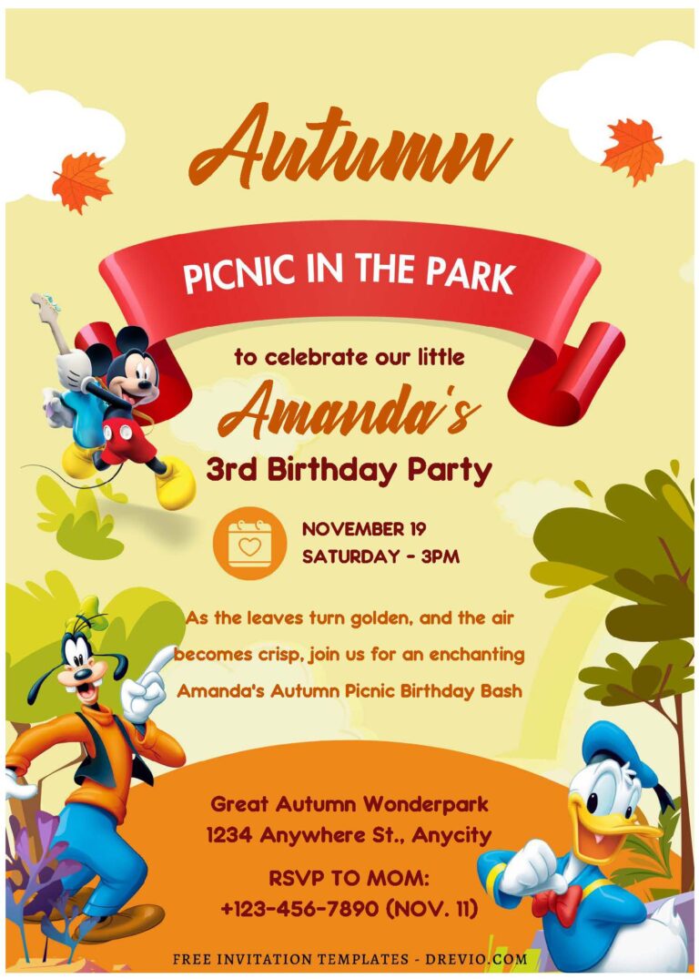 Mickey Mouse Autumn Invitations