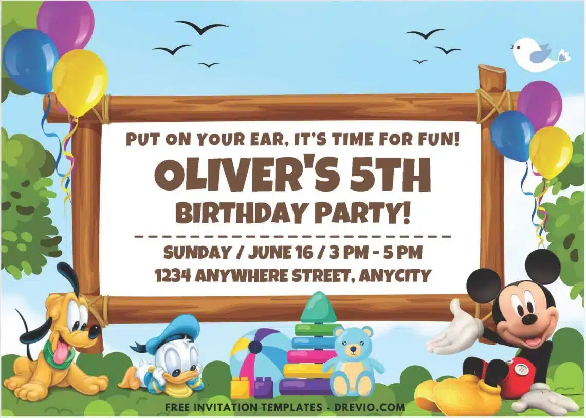 Mickey Mouse Fun Park Birthday Invitation