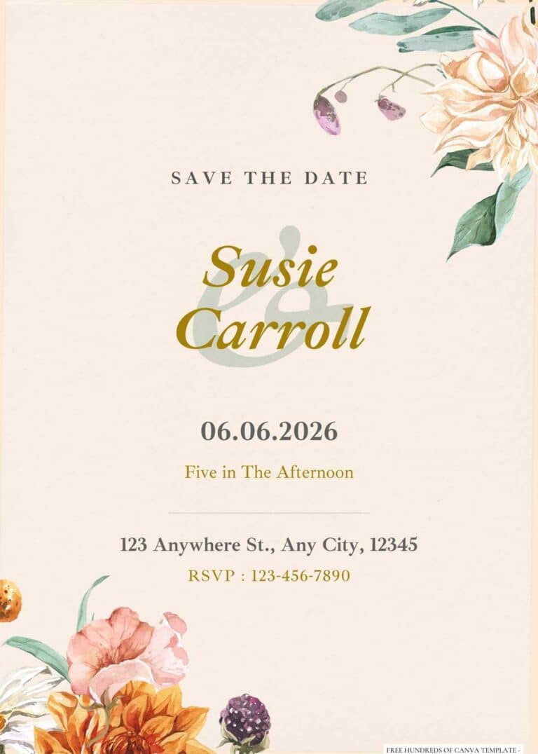 Vintage Garden Floral Orange Invitations