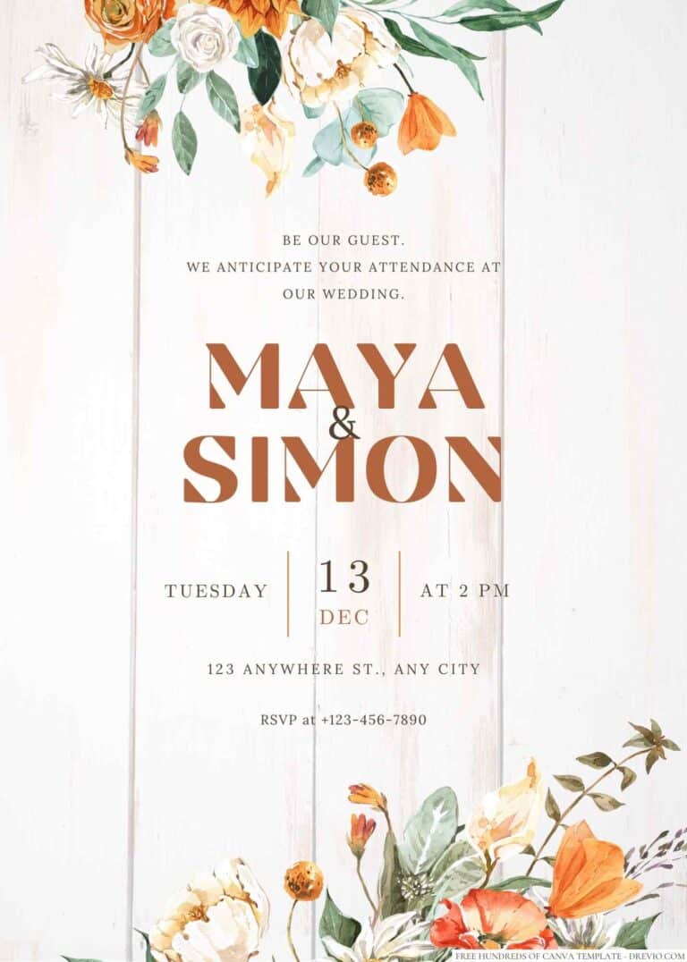 Wood Orange Invitations
