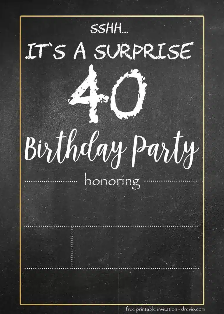 Chalkboard Adult Birthday Invitations