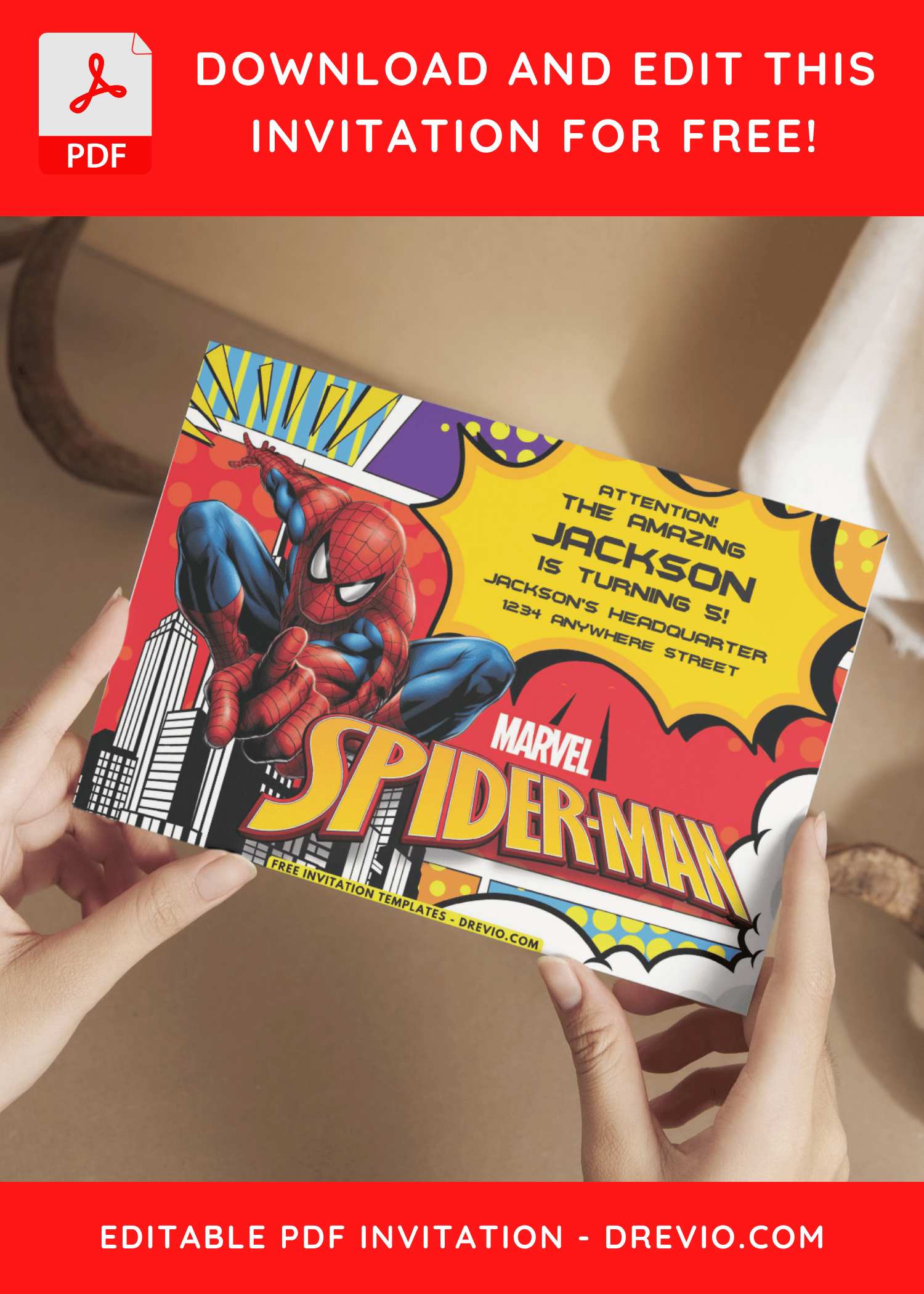 (Free PDF Invitation) Marvel Superhero Spiderman Birthday Invitations