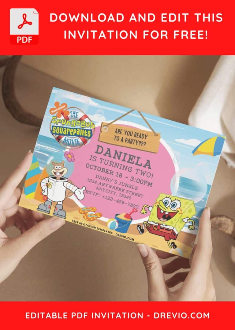 Sandy Cheeks and SpongeBob Birthday Invitations