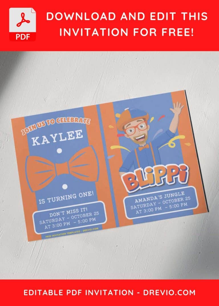 Folded Blippi Birthday Invitations