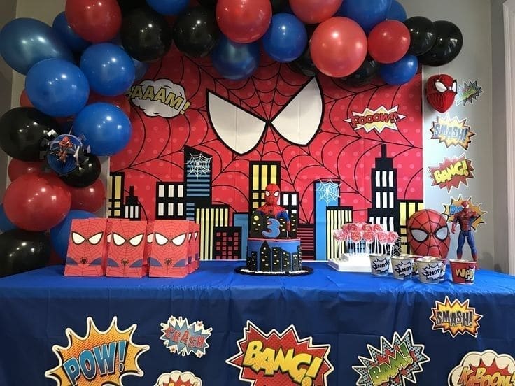 DIY Spiderman And New York City Skyscrapers Party Backdrop