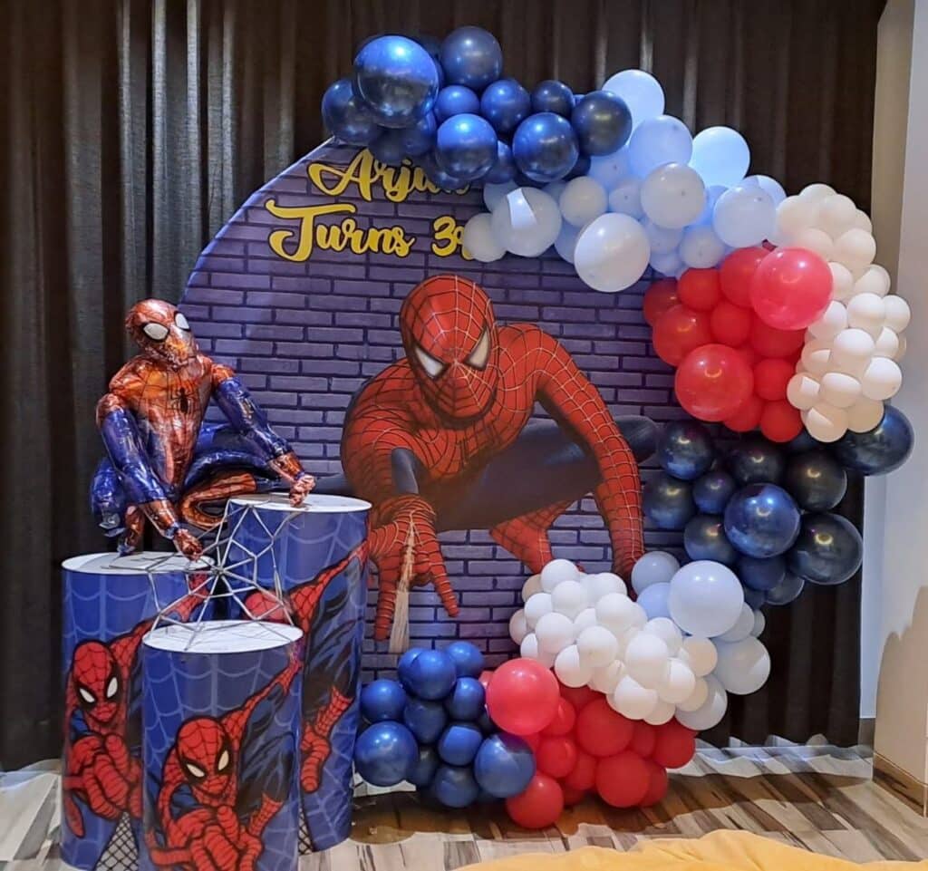 Blue Red White balloon arch