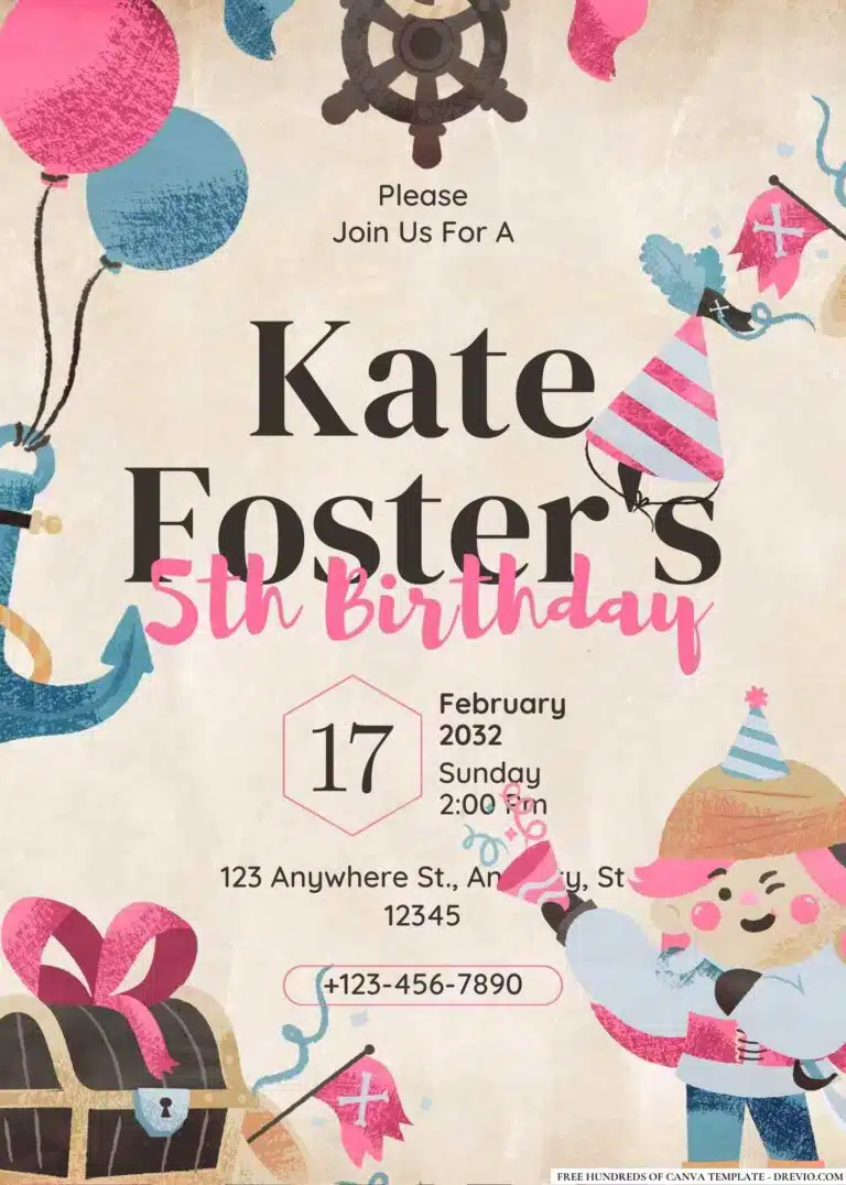 Adventure Pirate Birthday Invitations