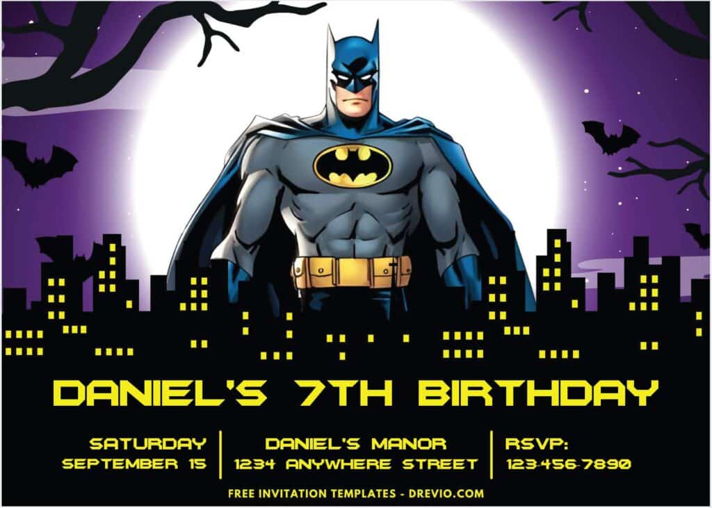 Batman Comic Birthday Invitations 