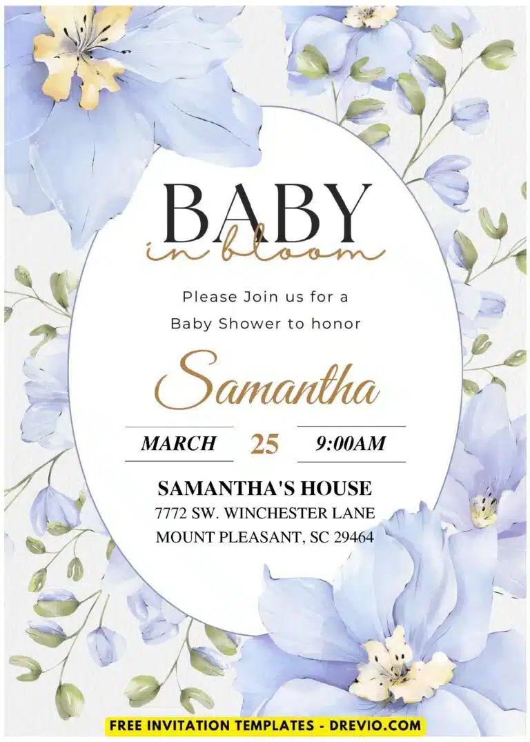 Delphinium Baby Shower Invitations