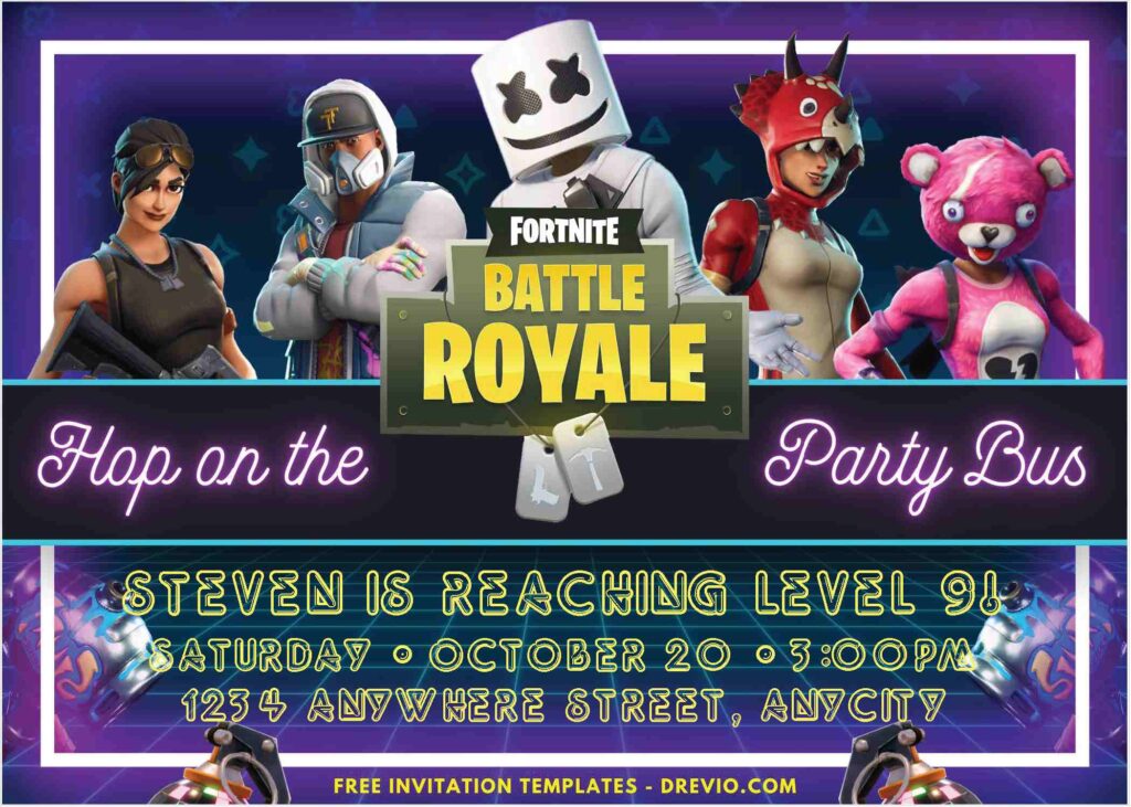Fortnite Party Royale Birthday Invitations 