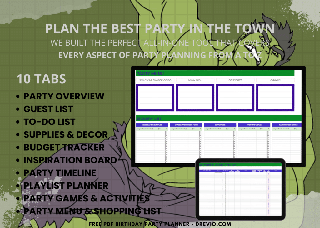 Hulk Birthday Party Planner