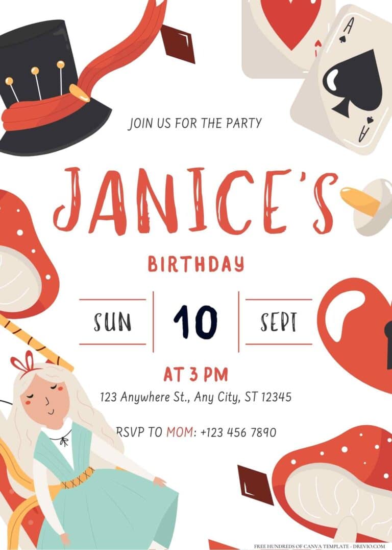 Incorporate Alice in Wonderland Birthday Invitations for Kids Party