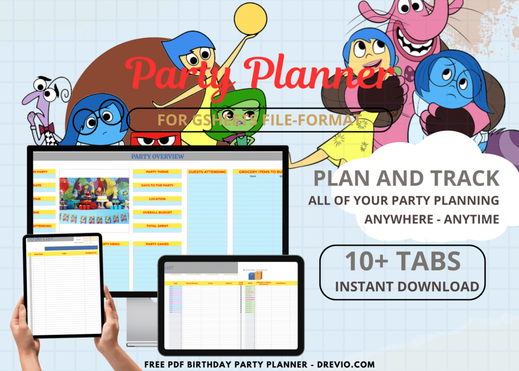 Inside Out Birthday Party Planner