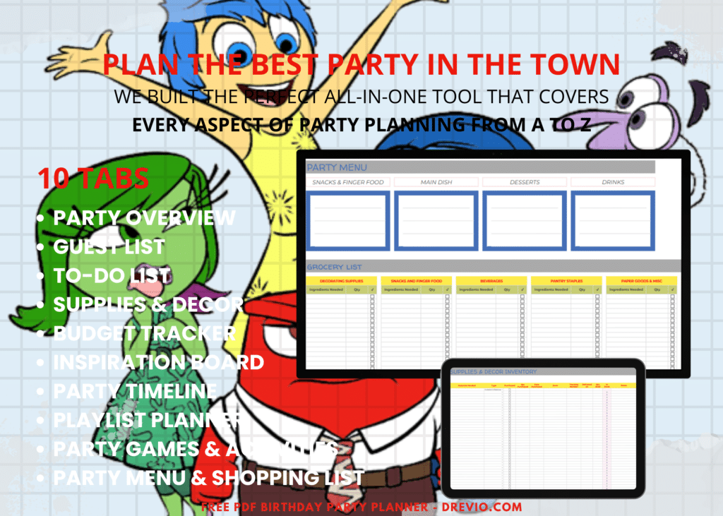 Inside Out Birthday Party Planner