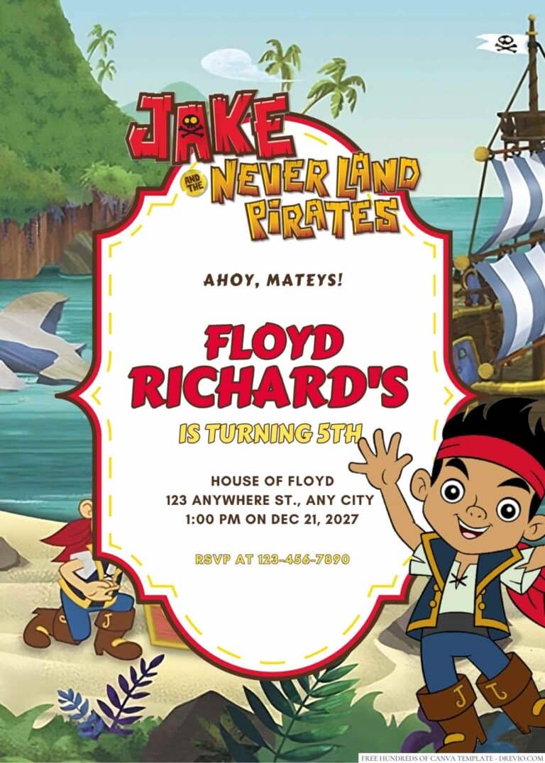 Jake and the NeverLand Pirate Birthday Invitations