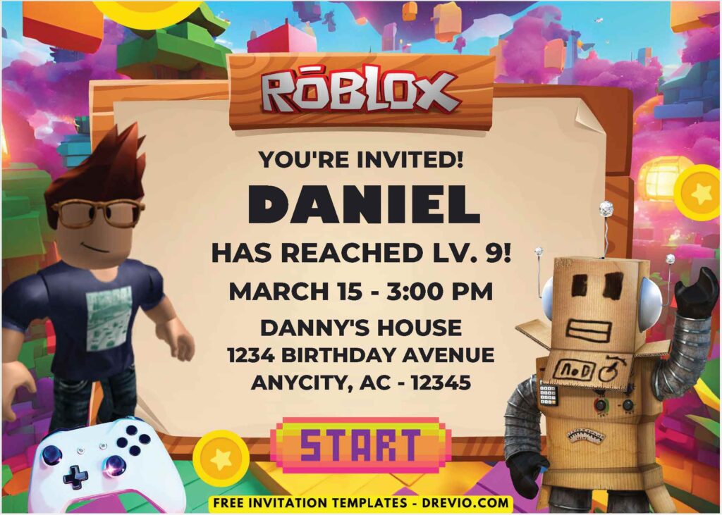 Roblox Gaming Night Birthday Invitations 