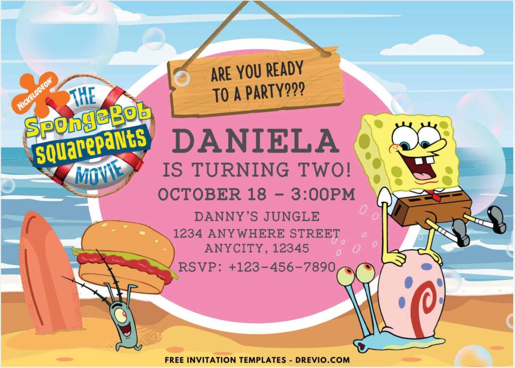 SpongeBob Birthday Invitations 