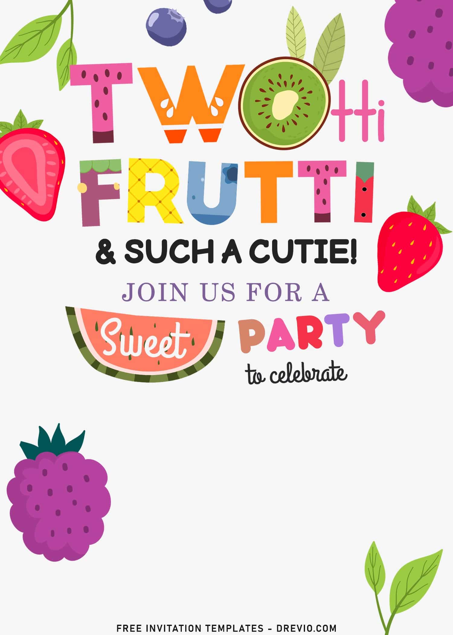 Summer Two tti Frutti 2nd Birthday Invitations