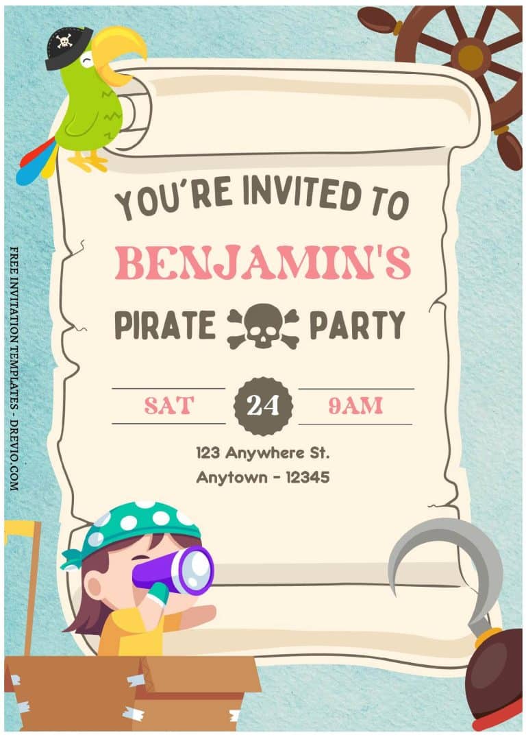 Swashbuckling Pirate Birthday Invitations