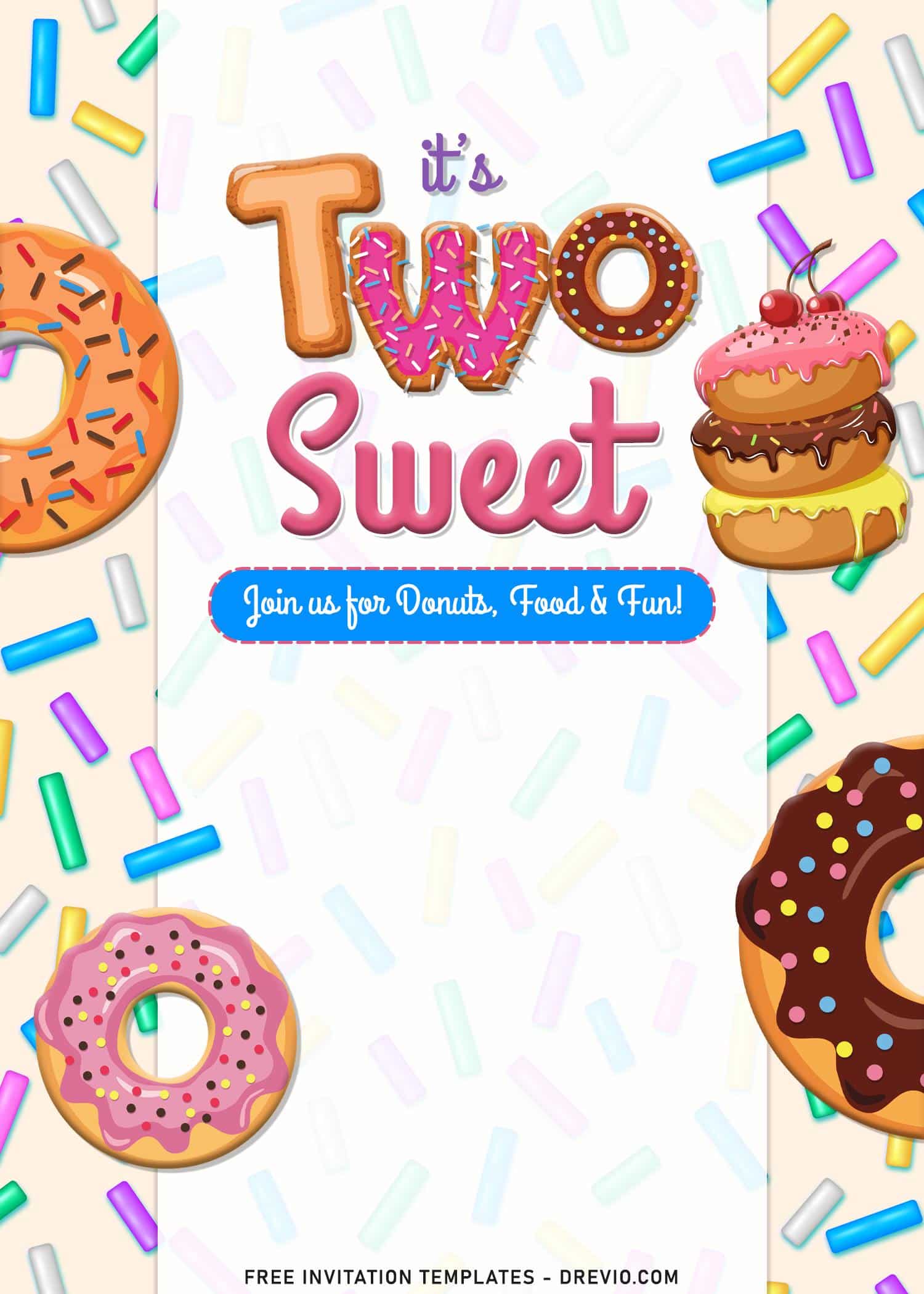 Sweet Sprinkle 2nd Birthday Invitations