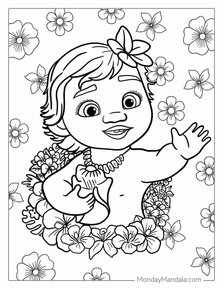 Baby Moana Coloring Pages Templates